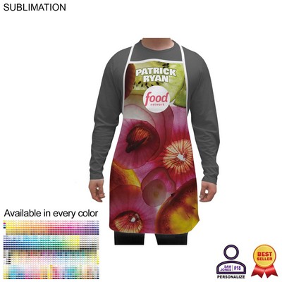 Personalized Domestic made Bib Apron, 25x31, No Pockets, Sublimated, White or Stock color ties