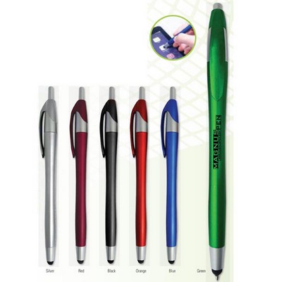 MUSKOKA Plastic Plunger Action Ball Point Pen with soft PDA stylus at the tip. (3-5 Days)