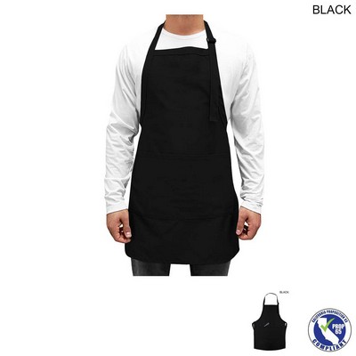 Twill Bib Apron, 25x28, 2 Pockets, Adjustable Neck, Blank Only, In Stock