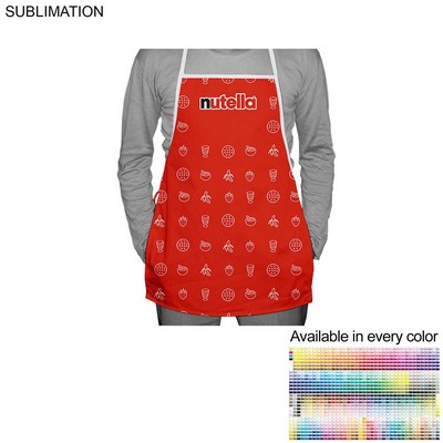 Domestic made Bib Apron, 19x24, No pockets, Fully sublimated Background, White or Stock Colored ties