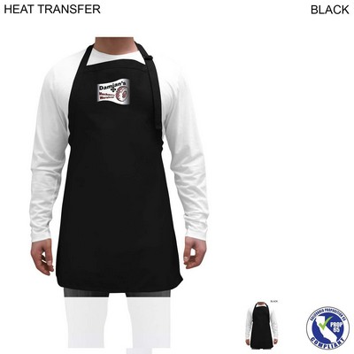 Twill Bib Apron, 25x28, No Pockets, Adjustable Neck, Heat Transfer logo, In Stock