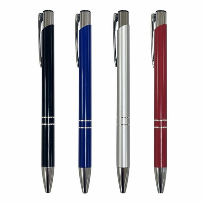 HAMILTON2 Aluminum Barrel, Metallic clip Plunger Action Ball Point Pen (Stock 3-5 Days)