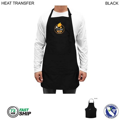 72 Hr Fast Ship - Twill Bib Apron, 25x28, 2 Pockets, Adjustable Neck, Heat Transfer Logo