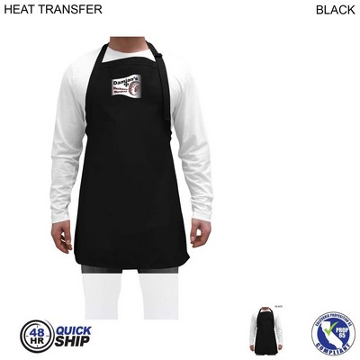 48 Hr Quick Ship - Twill Bib Apron, 25x28, No Pockets, Adjustable Neck, Heat Transfer logo